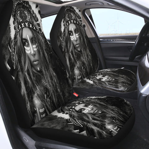 Image of B&W Aboriginal Woman SWQT3459 Car Seat Covers