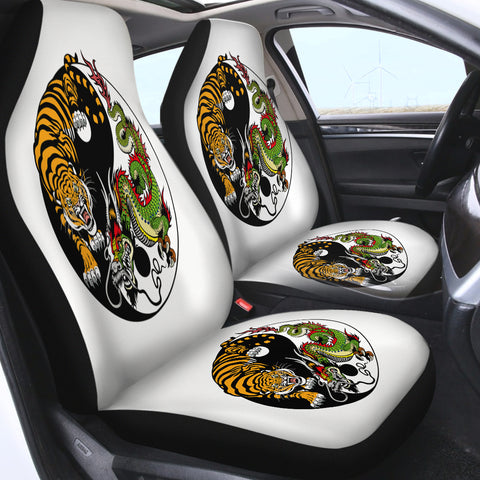 Image of Asian YinYang Tiger & Dragon SWQT3460 Car Seat Covers