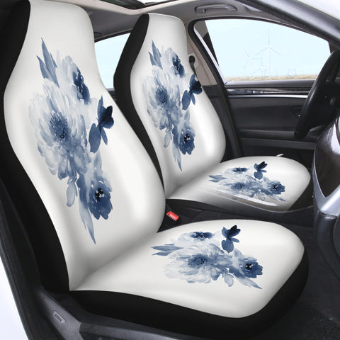 Image of Dark Blue Flower SWQT3469 Car Seat Covers