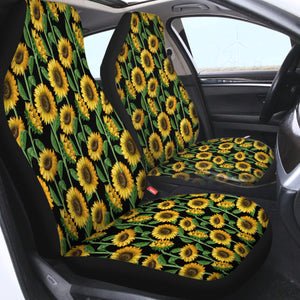 Sunflower Monogram Black Background SWQT3472 Car Seat Covers