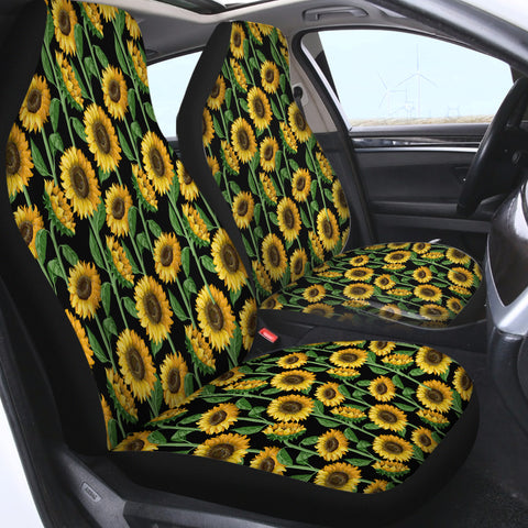 Image of Sunflower Monogram Black Background SWQT3472 Car Seat Covers