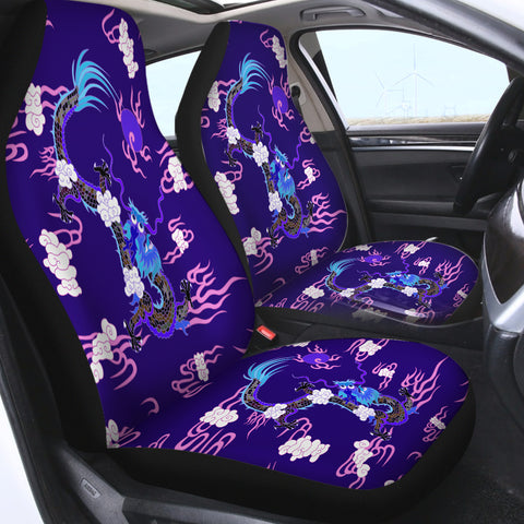 Image of Blue&Pink Asian Dragon and Cloud SWQT3474 Car Seat Covers