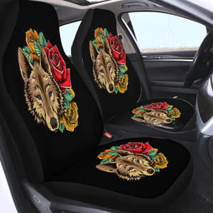 Roses Brown Wolf SWQT3483 Car Seat Covers