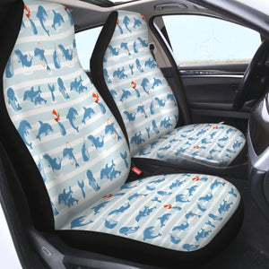 Stripe Playing Dolphin SWQT3485 Car Seat Covers