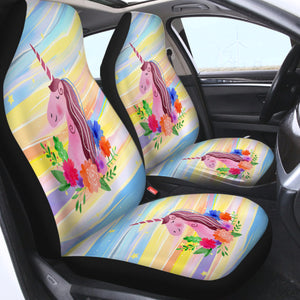 Floral Unicorn SWQT3583 Car Seat Covers