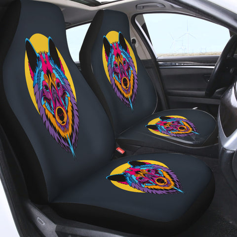 Image of Colorful Wolf Illustration SWQT3594 Car Seat Covers