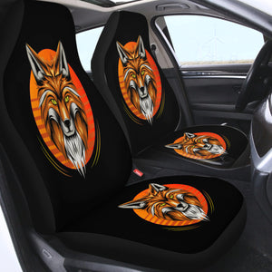 Orange Wolf Illustration SWQT3597 Car Seat Covers
