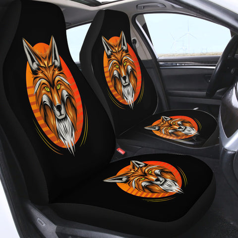 Image of Orange Wolf Illustration SWQT3597 Car Seat Covers