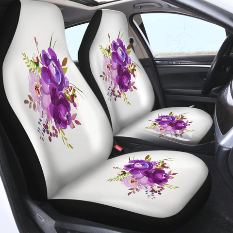 Image of Purple Flower SWQT3615 Car Seat Covers