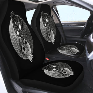 B&W Yin Yang Skull Sketch SWQT3649 Car Seat Covers