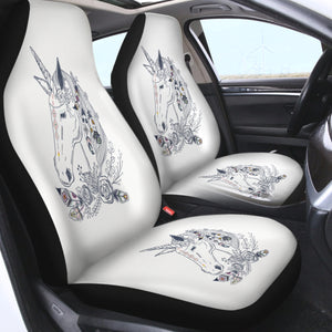 Floral Unicorn Sketch SWQT3652 Car Seat Covers