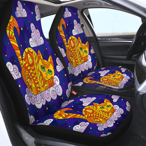 Image of Lying Yellow Aztec Cat SWQT3658 Car Seat Covers