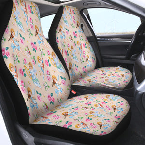 Pink Roses & Playing Music Angels SWQT3660 Car Seat Covers