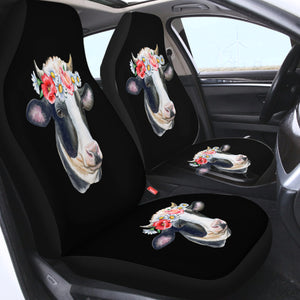 Floral Dairy Cattle SWQT3663 Car Seat Covers