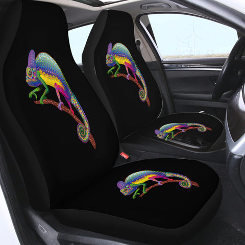 Image of Colorful Aztec Chameleon SWQT3665 Car Seat Covers