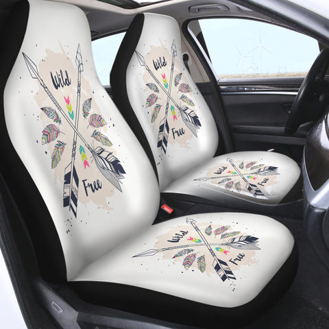 Image of Wild & Free Pink Feather & Arrows SWQT3670 Car Seat Covers