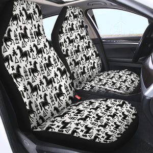 Multi Triangles & Black Horses SWQT3678 Car Seat Covers
