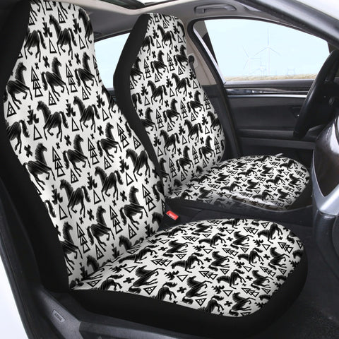 Image of Multi Triangles & Black Horses SWQT3678 Car Seat Covers
