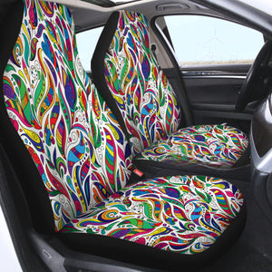 Multicolor Aztec Pattern on Feather SWQT3681 Car Seat Covers