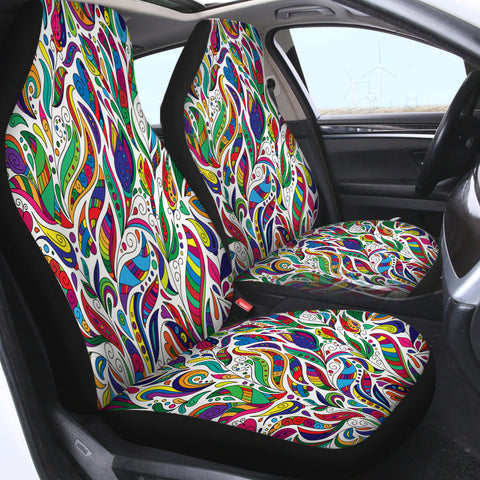 Image of Multicolor Aztec Pattern on Feather SWQT3681 Car Seat Covers