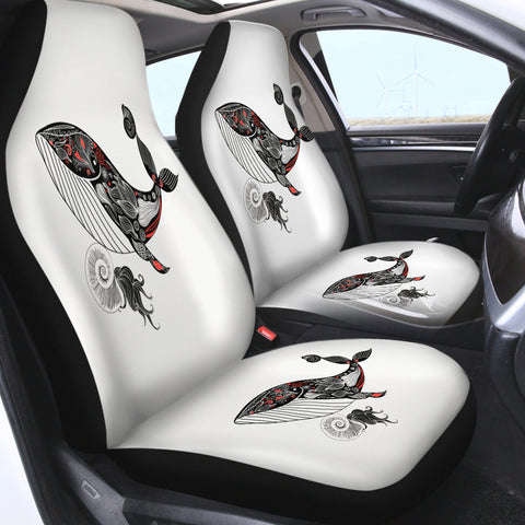 Image of Pattern On Whale Sketch SWQT3684 Car Seat Covers