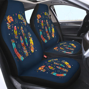 Colorful Feather & Dot SWQT3697 Car Seat Covers