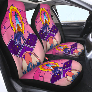 Universe Wolf - Mountain Illustration SWQT3703 Car Seat Covers