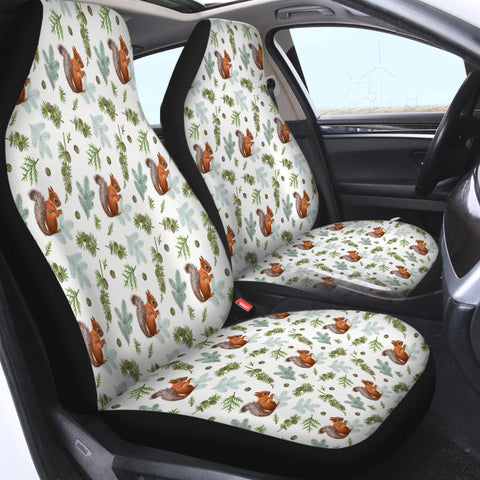 Image of Squirrel and Chestnut Monogram SWQT3739 Car Seat Covers