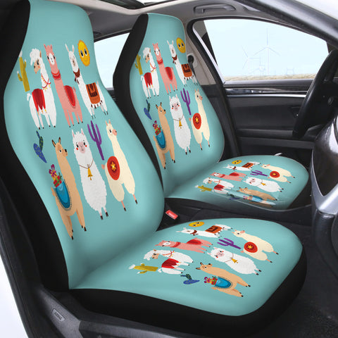 Image of Cute Cartoon Alpacas SWQT3741 Car Seat Covers