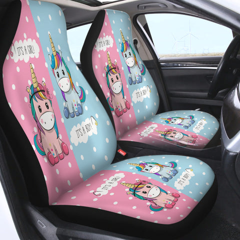 Image of Cute Girl & Boy Cartoon Unicorn SWQT3744 Car Seat Covers