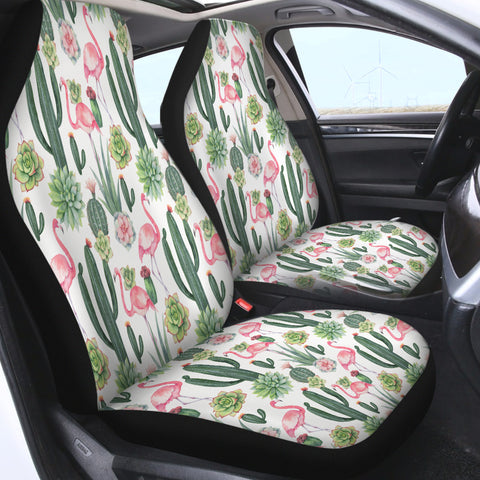 Image of Cactus FLower and Flamingos SWQT3745 Car Seat Covers