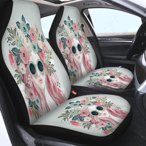 Pretty Floral Girl Illustration SWQT3748 Car Seat Covers