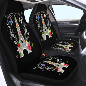 Paris Butterfly and Floral Eiffel SWQT3749 Car Seat Covers