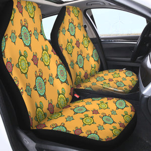 Colorful Mandala Turtles Monogram SWQT3764 Car Seat Covers