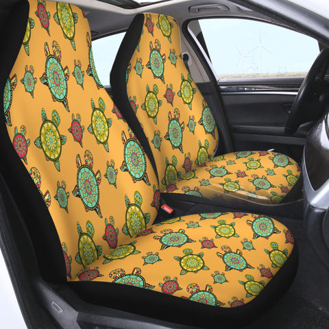 Image of Colorful Mandala Turtles Monogram SWQT3764 Car Seat Covers