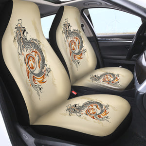Gold Asian Dragon Beige SWQT3798 Car Seat Covers