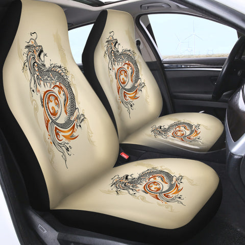 Image of Gold Asian Dragon Beige SWQT3798 Car Seat Covers