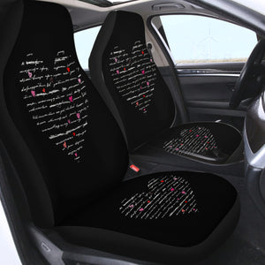 Love Text in Heart SWQT3799 Car Seat Covers