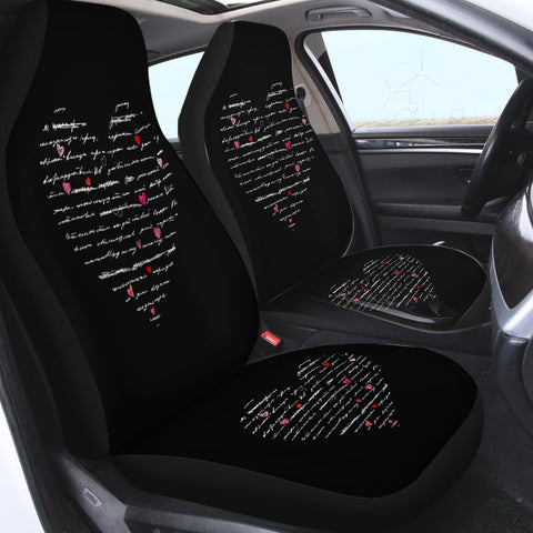 Image of Love Text in Heart SWQT3799 Car Seat Covers