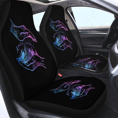 Image of Gradient Blue & Purple Night Forest in Hands SWQT3805 Car Seat Covers