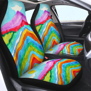 RGB Colorful Waves on Mountain SWQT3808 Car Seat Covers