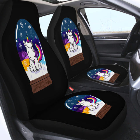 Image of Cute Unicorn in Snow Globe SWQT3809 Car Seat Covers