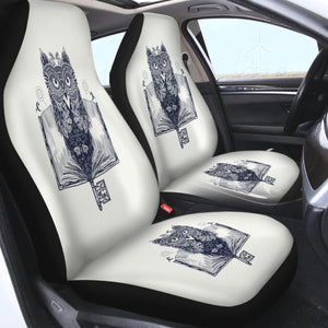 Owl in Book Sketch SWQT3811 Car Seat Covers