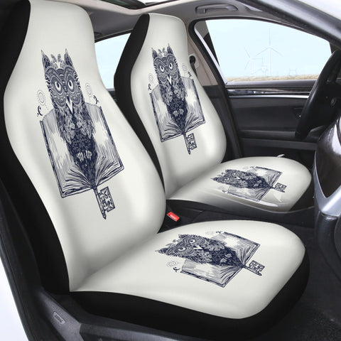 Image of Owl in Book Sketch SWQT3811 Car Seat Covers