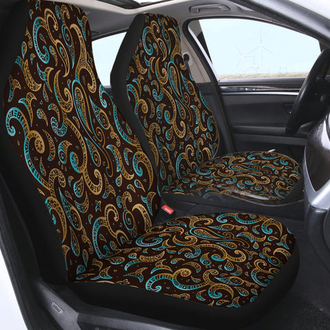 Image of Gold Bandana Pattern in Brown SWQT3812 Car Seat Covers