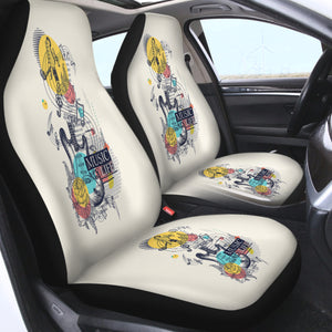 Music Life - Electric Guitar Sketch SWQT3817 Car Seat Covers