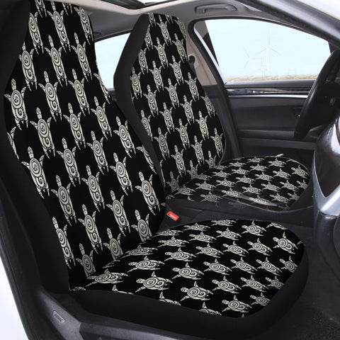 Image of Black & Grey Mandala Turtle Monogram SWQT3861 Car Seat Covers