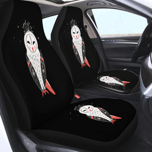 White Red Female Owl SWQT3863 Car Seat Covers