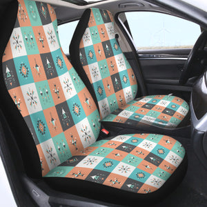 Colorful Pastel Aztec Checkerboard SWQT3869 Car Seat Covers