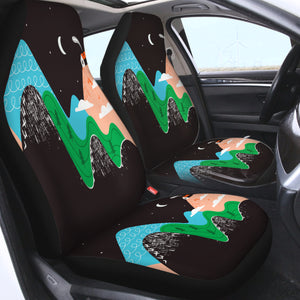 Cute Landscape On Mountain Illustration SWQT3884 Car Seat Covers